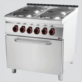 RM Gastro SPT 90/80 11 E Elektromos tűzhely 4 kör alakú főzőlappal, légkeveréses sütővel