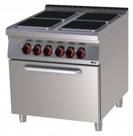 RM Gastro SPQT 90/80 21 E Elektromos tűzhely 4 szögletes főzőlappal, statikus sütővel 