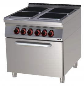 RM Gastro SPQT 90/80 11 E Elektromos tűzhely 4 szögletes főzőlappal, légkeveréses sütővel